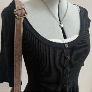 Black Ribbed Babydoll Top